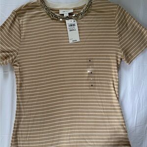 ON Women's Tan Striped Short Sleeve Tee